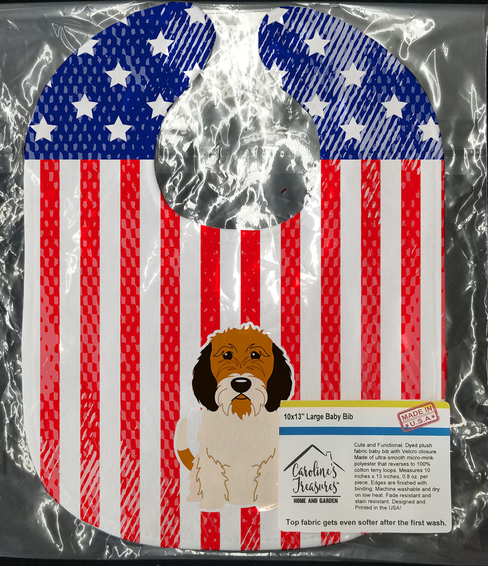 Patriotic USA Petit Basset Griffon Veenden Baby Bib Easy-Clean Baby Bib Baby Feeding Accessory Baby Mealtime Essential, 10 x 13, Multicolor