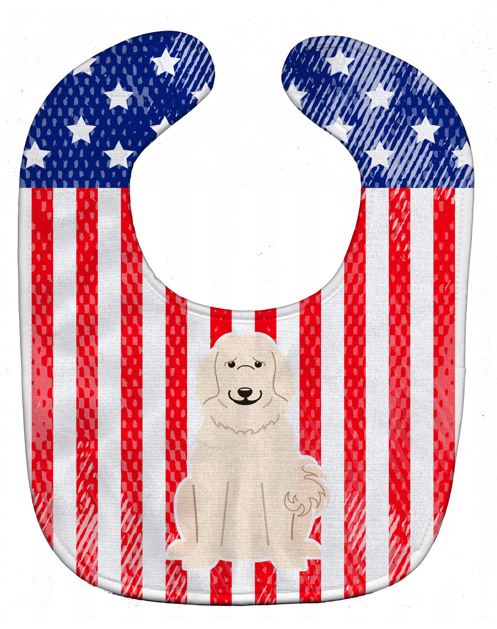 Patriotic USA Great Pyrenese Baby Bib Easy-Clean Baby Bib Baby Feeding Accessory Baby Mealtime Essential, 10 x 13, Multicolor