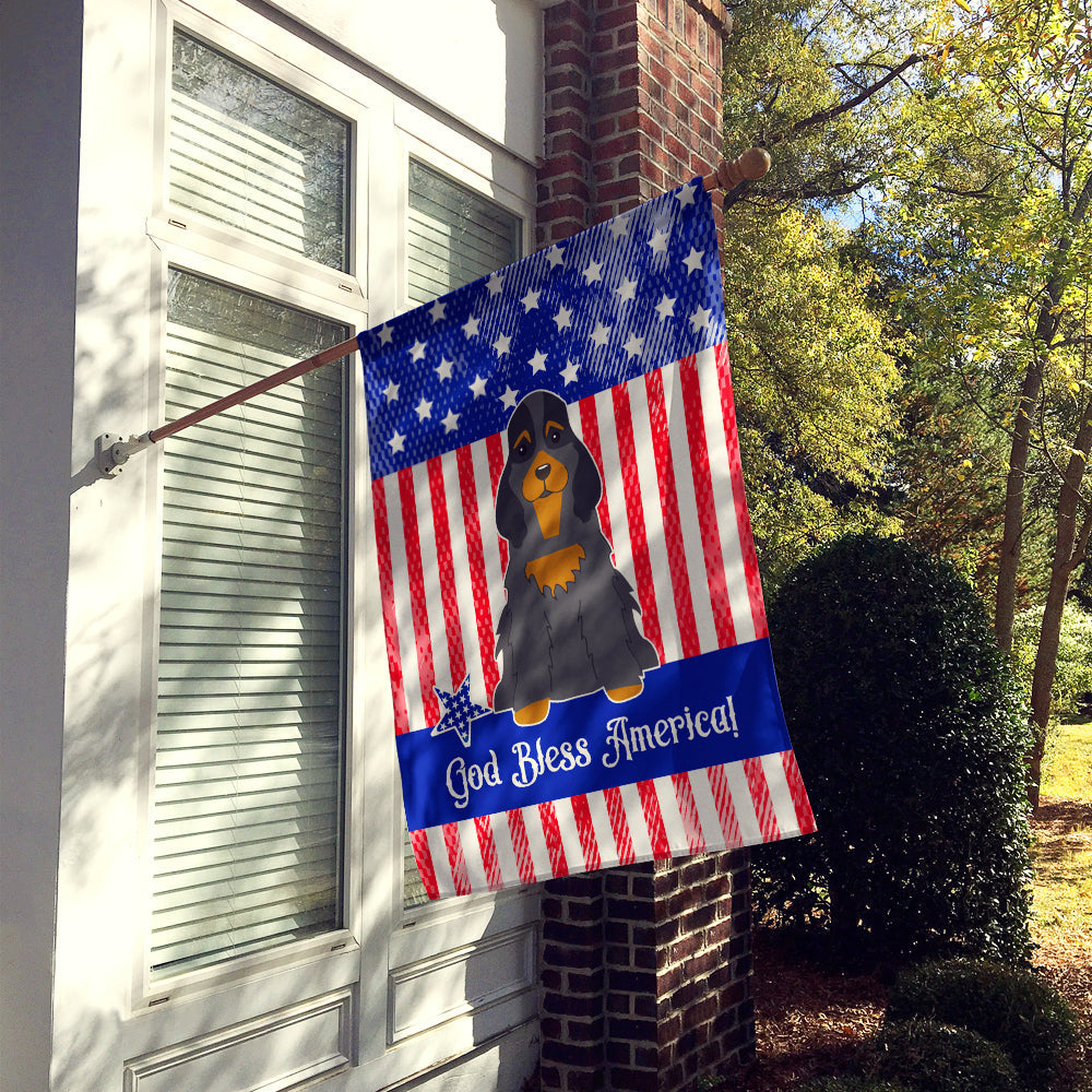 Patriotic USA Cocker Spaniel Black Tan House Flag 28x40 Porch Sleeve Pole Decorative Outside Yard Banner Artwork Wall Hanging, Polyester