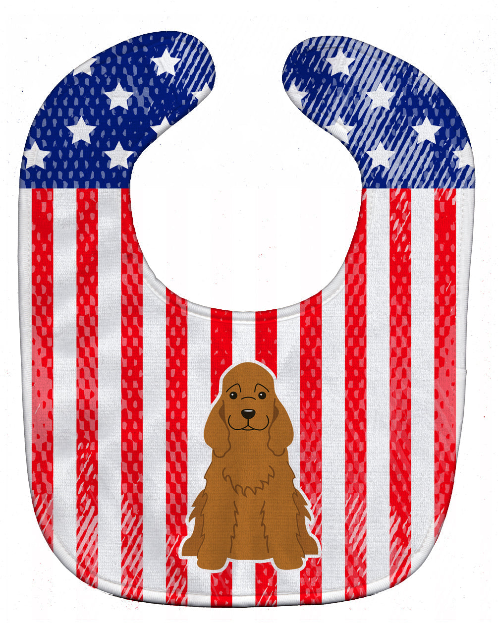 Patriotic USA Cocker Spaniel Red Baby Bib Easy-Clean Baby Bib Baby Feeding Accessory Baby Mealtime Essential, 10 x 13, Multicolor