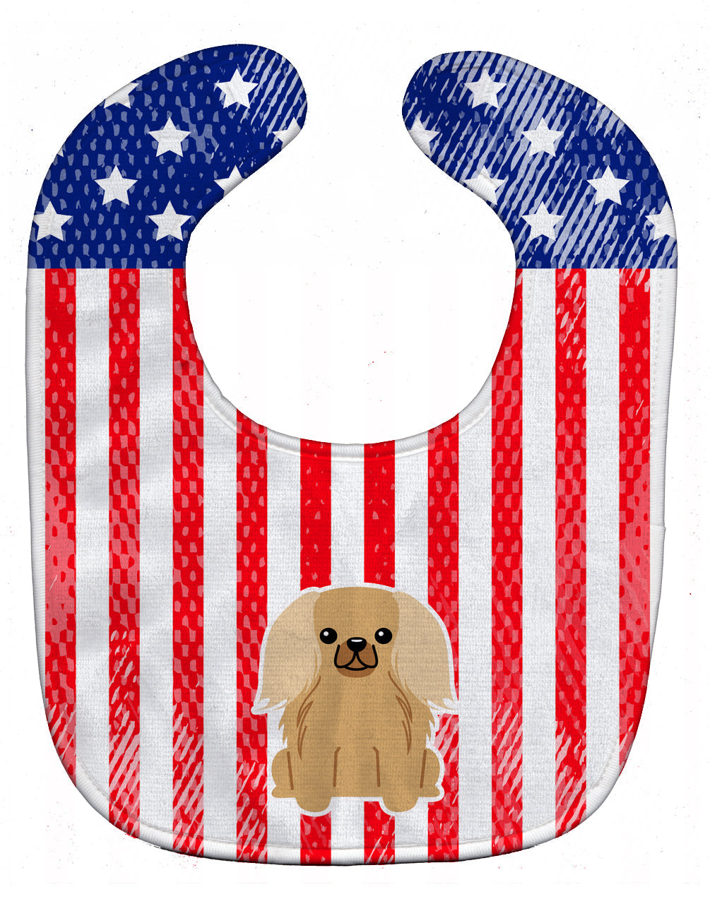 Patriotic USA Pekingese Fawn Sable Baby Bib Easy-Clean Baby Bib Baby Feeding Accessory Baby Mealtime Essential, 10 x 13, Multicolor