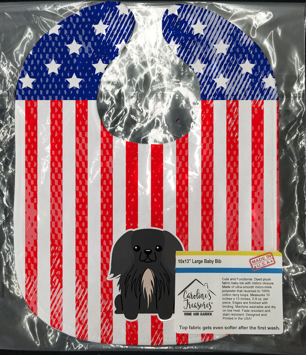Patriotic USA Pekingese Black Baby Bib Easy-Clean Baby Bib Baby Feeding Accessory Baby Mealtime Essential, 10 x 13, Multicolor