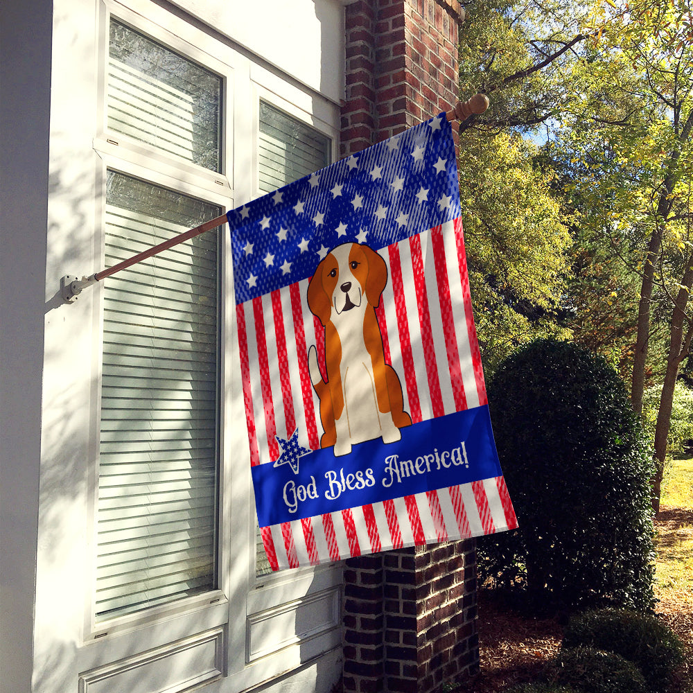 Patriotic USA English Foxhound House Flag 28x40 Porch Sleeve Pole Decorative Outside Yard Banner Artwork Wall Hanging, Polyester