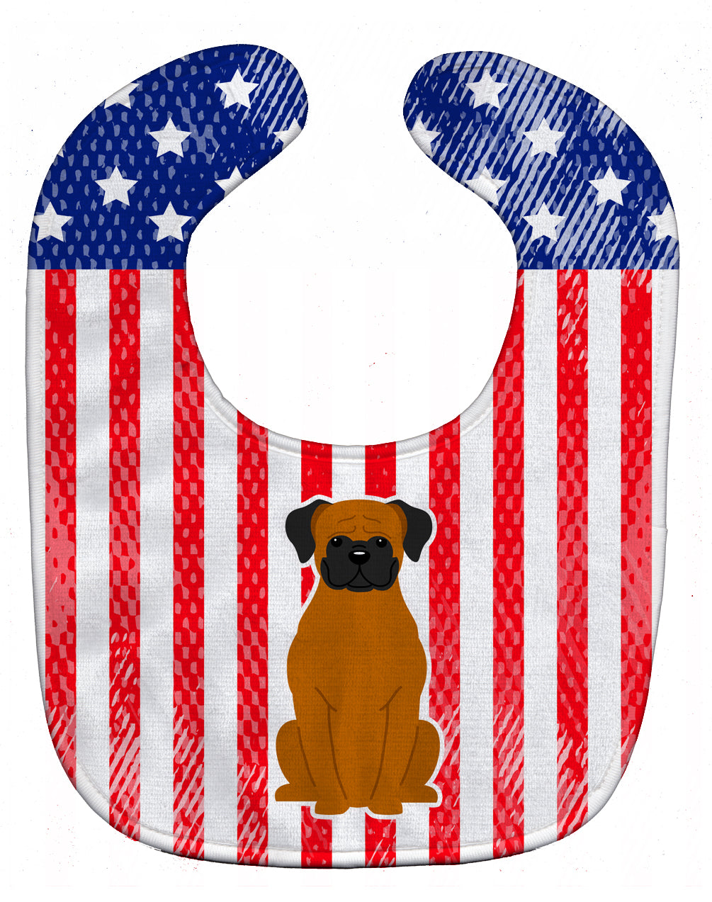 Patriotic USA Fawn Boxer Baby Bib Easy-Clean Baby Bib Baby Feeding Accessory Baby Mealtime Essential, 10 x 13, Multicolor