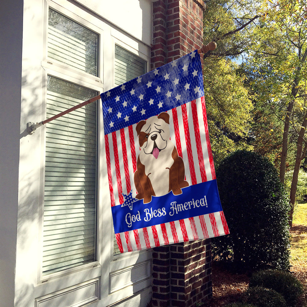 Patriotic USA English Bulldog Brindle White House Flag 28x40 Porch Sleeve Pole Decorative Outside Yard Banner Artwork Wall Hanging, Polyester