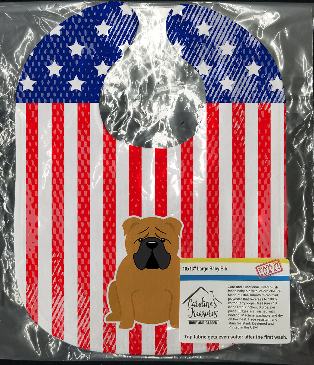 Patriotic USA English Bulldog Red Baby Bib Easy-Clean Baby Bib Baby Feeding Accessory Baby Mealtime Essential, 10 x 13, Multicolor