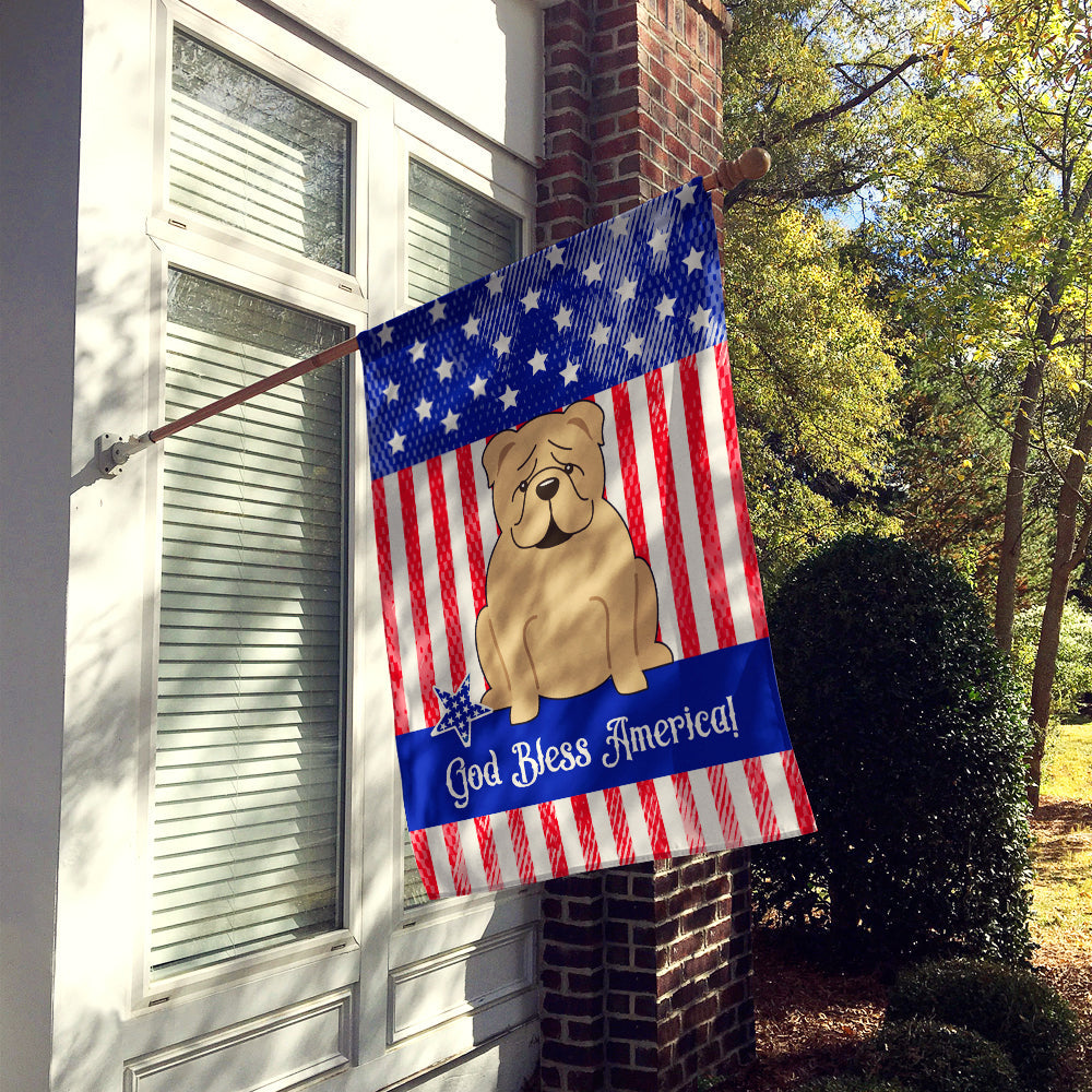 Patriotic USA English Bulldog Fawn House Flag 28x40 Porch Sleeve Pole Decorative Outside Yard Banner Artwork Wall Hanging, Polyester