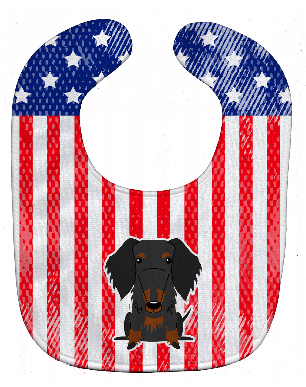 Patriotic USA Wire Haired Dachshund Black Tan Baby Bib Easy-Clean Baby Bib Baby Feeding Accessory Baby Mealtime Essential, 10 x 13, Multicolor