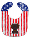 Patriotic USA Wire Haired Dachshund Chocolate Baby Bib Easy-Clean Baby Bib Baby Feeding Accessory Baby Mealtime Essential, 10 x 13, Multicolor