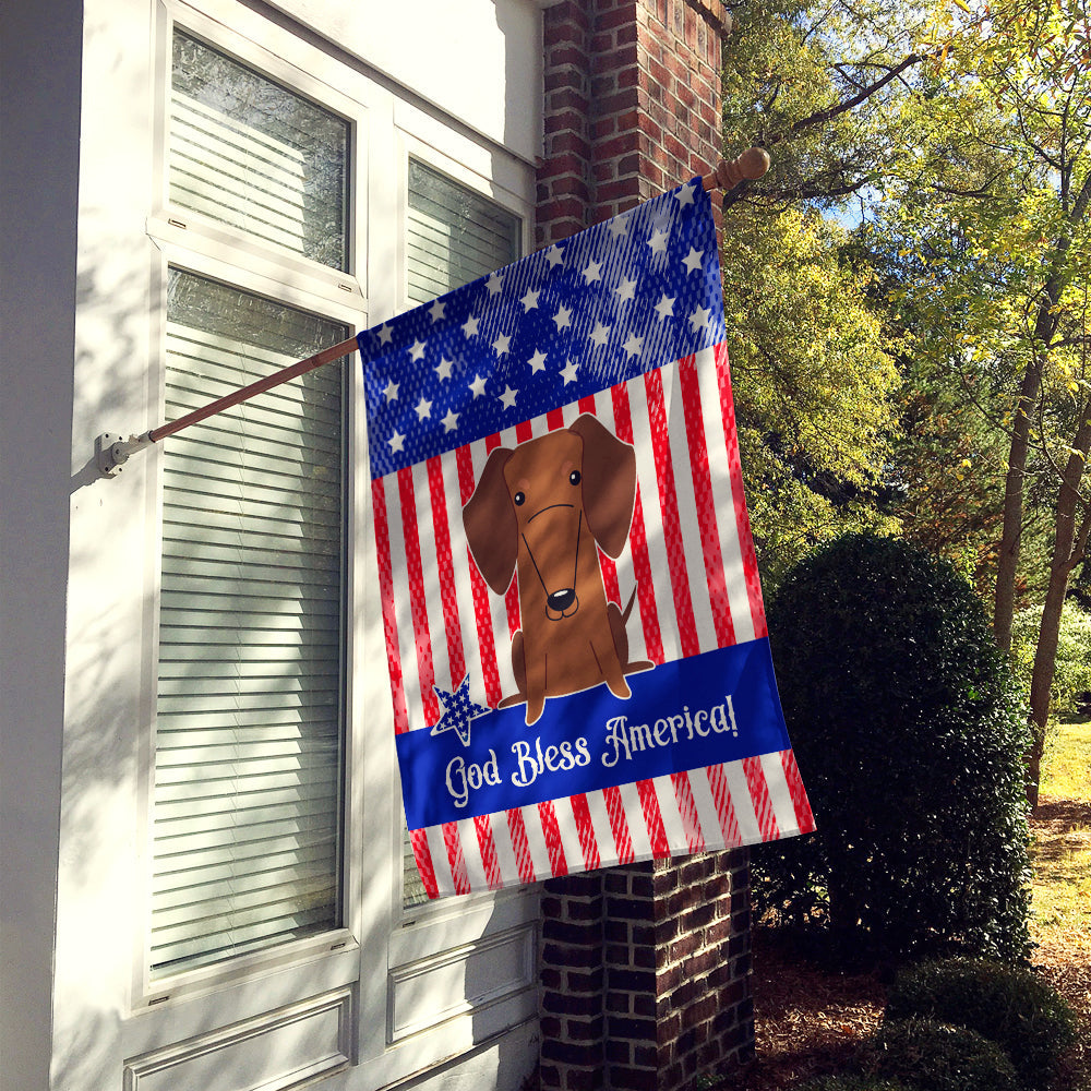 Patriotic USA Dachshund Red Brown House Flag 28x40 Porch Sleeve Pole Decorative Outside Yard Banner Artwork Wall Hanging, Polyester