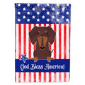 Patriotic USA Dachshund Chocolate House Flag 28x40 Porch Sleeve Pole Decorative Outside Yard Banner Artwork Wall Hanging, Polyester