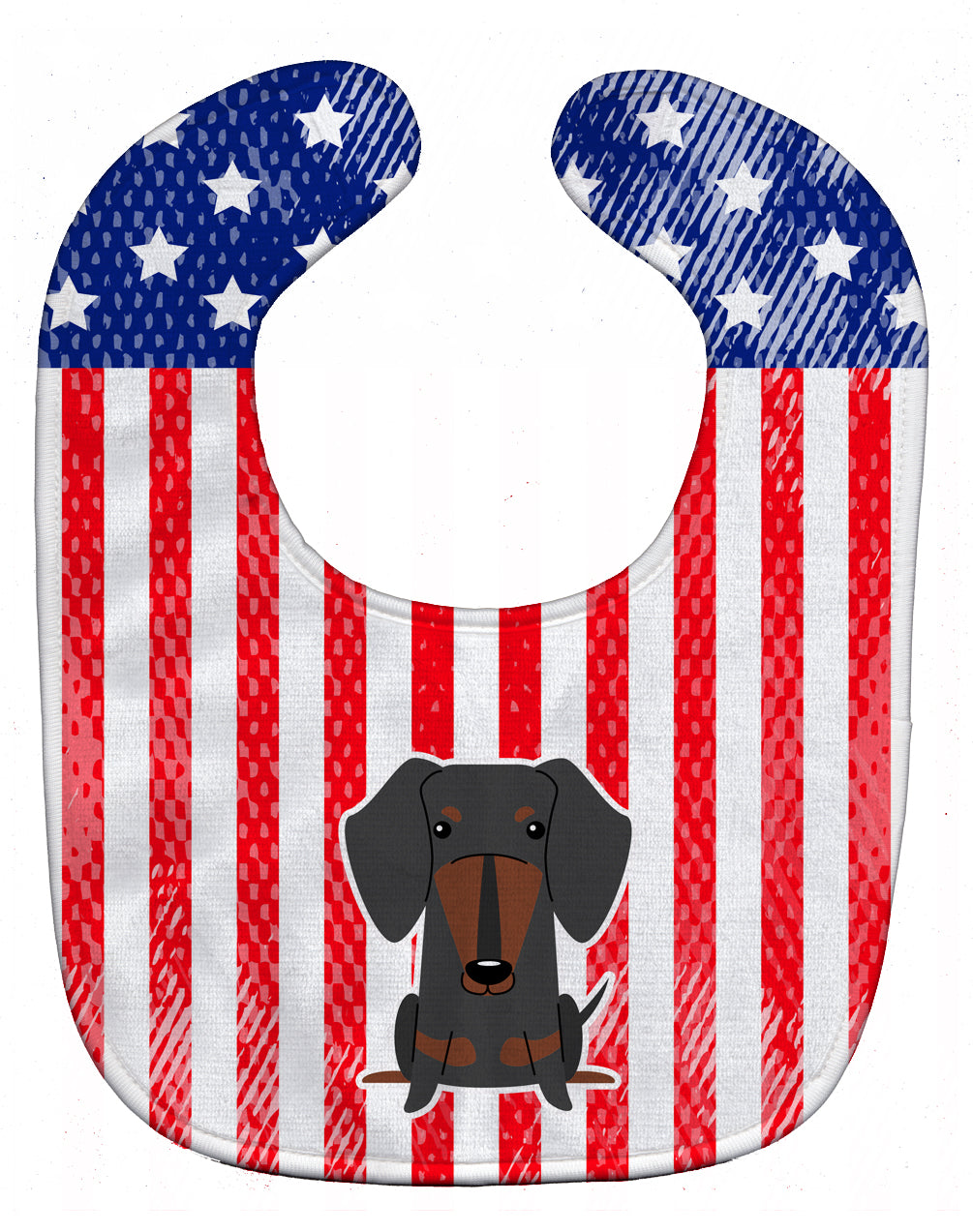 Patriotic USA Dachshund Black Tan Baby Bib Easy-Clean Baby Bib Baby Feeding Accessory Baby Mealtime Essential, 10 x 13, Multicolor