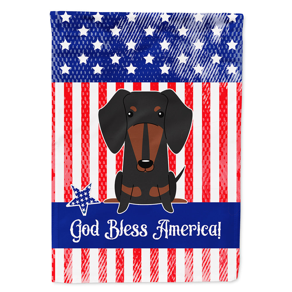 Patriotic USA Dachshund Black Tan House Flag 28x40 Porch Sleeve Pole Decorative Outside Yard Banner Artwork Wall Hanging, Polyester