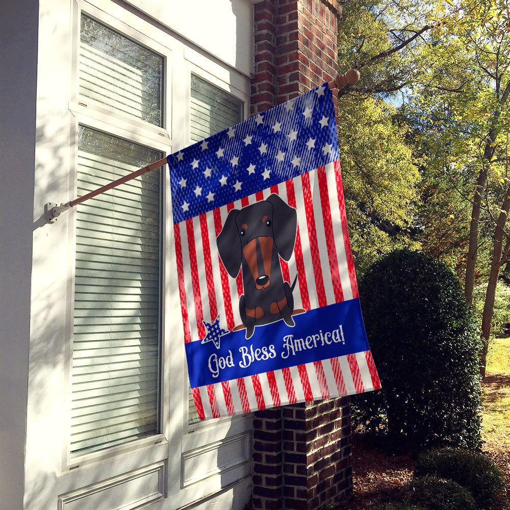 Patriotic USA Dachshund Black Tan House Flag 28x40 Porch Sleeve Pole Decorative Outside Yard Banner Artwork Wall Hanging, Polyester