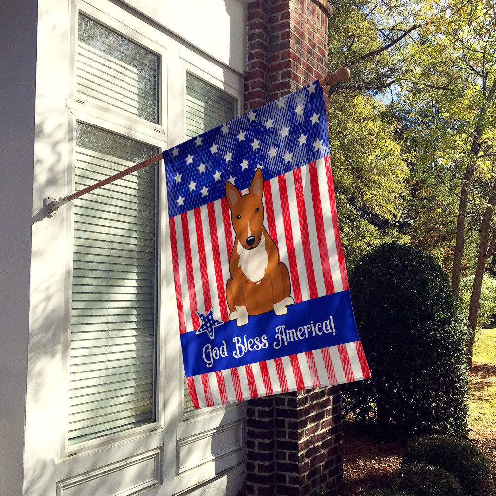 Patriotic USA Bull Terrier Red House Flag 28x40 Porch Sleeve Pole Decorative Outside Yard Banner Artwork Wall Hanging, Polyester