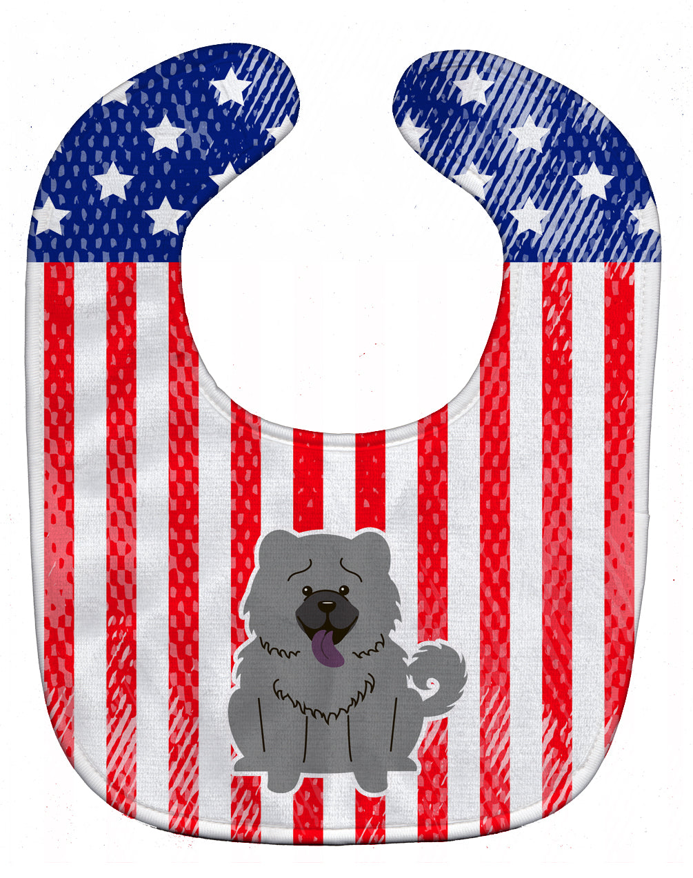 Patriotic USA Chow Chow Blue Baby Bib Easy-Clean Baby Bib Baby Feeding Accessory Baby Mealtime Essential, 10 x 13, Multicolor