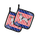USA Patriotic English Setter Pot Holder Set of 2 Heat Resistant Quilted Hot Pads 7.5 x 7.5 Inch, Insulated Kitchen Trivets for Cooking & Baking