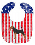 USA Patriotic Welsh Terrier Baby Bib Easy-Clean Baby Bib Baby Feeding Accessory Baby Mealtime Essential, 10 x 13, Multicolor