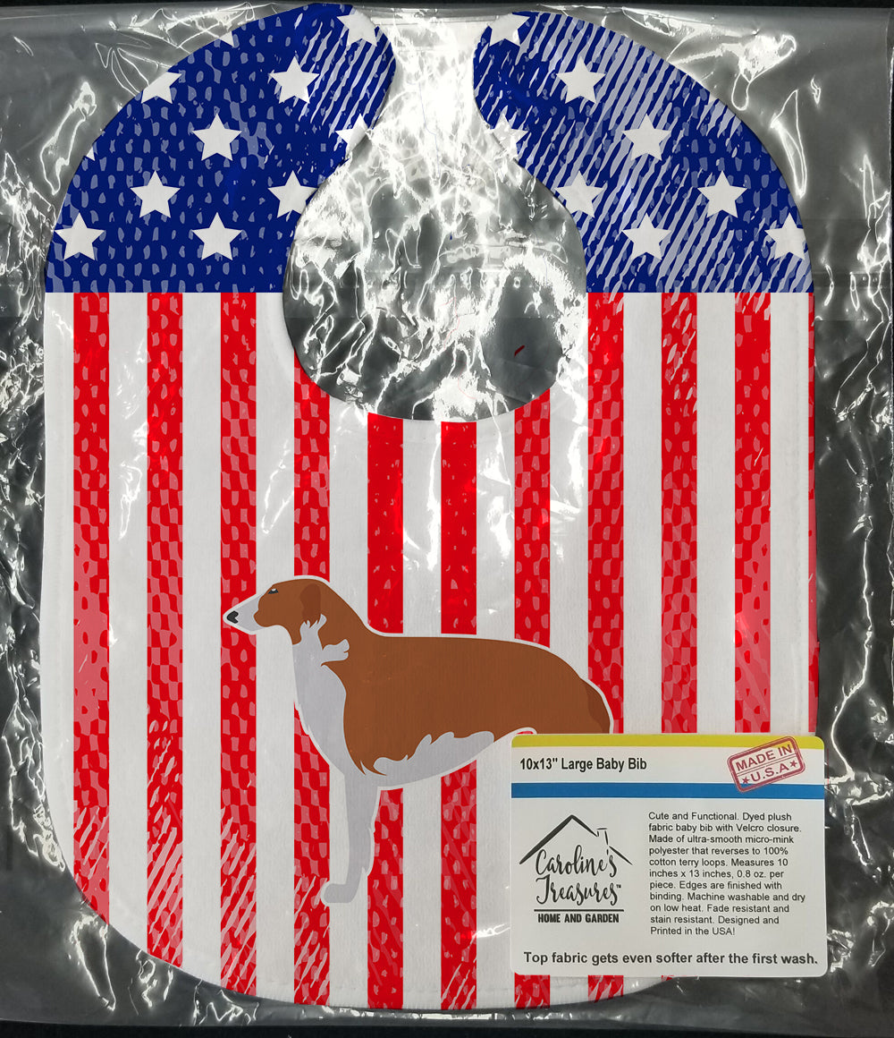 USA Patriotic Borzoi Russian Greyhound Baby Bib Easy-Clean Baby Bib Baby Feeding Accessory Baby Mealtime Essential, 10 x 13, Multicolor