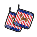 USA Patriotic Beagle Pot Holder Set of 2 Heat Resistant Quilted Hot Pads 7.5 x 7.5 Inch, Insulated Kitchen Trivets for Cooking & Baking