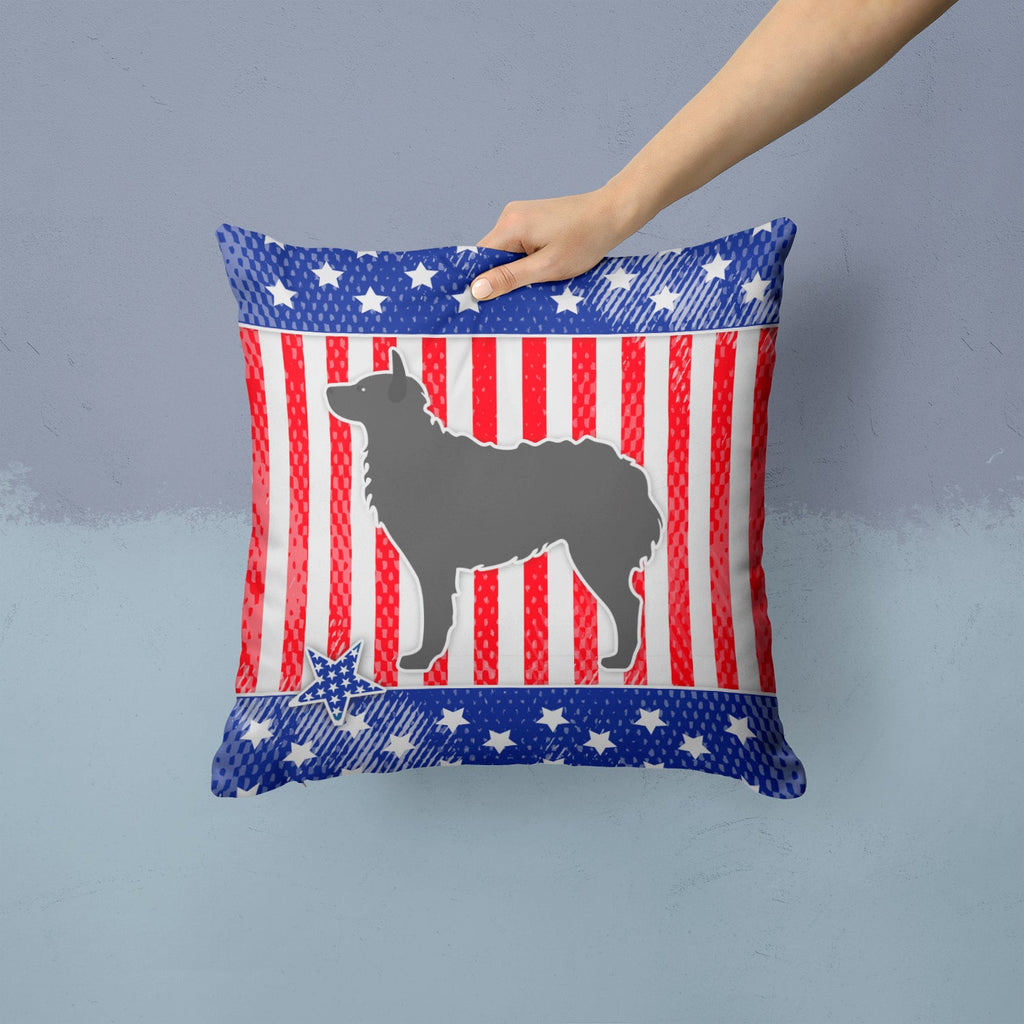 USA Patriotic Croatian Sheepdog Decorative Throw Pillow 14x14 Indoor Outdoor Accent Cushion, Fabric Cover with Insert for Sofa, Bed, Porch & Living Room