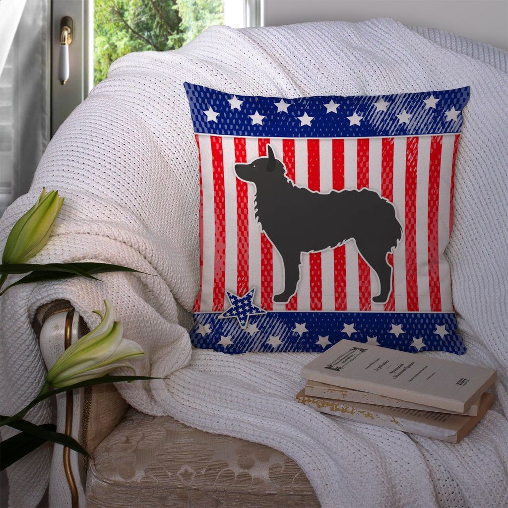 USA Patriotic Croatian Sheepdog Decorative Throw Pillow 14x14 Indoor Outdoor Accent Cushion, Fabric Cover with Insert for Sofa, Bed, Porch & Living Room