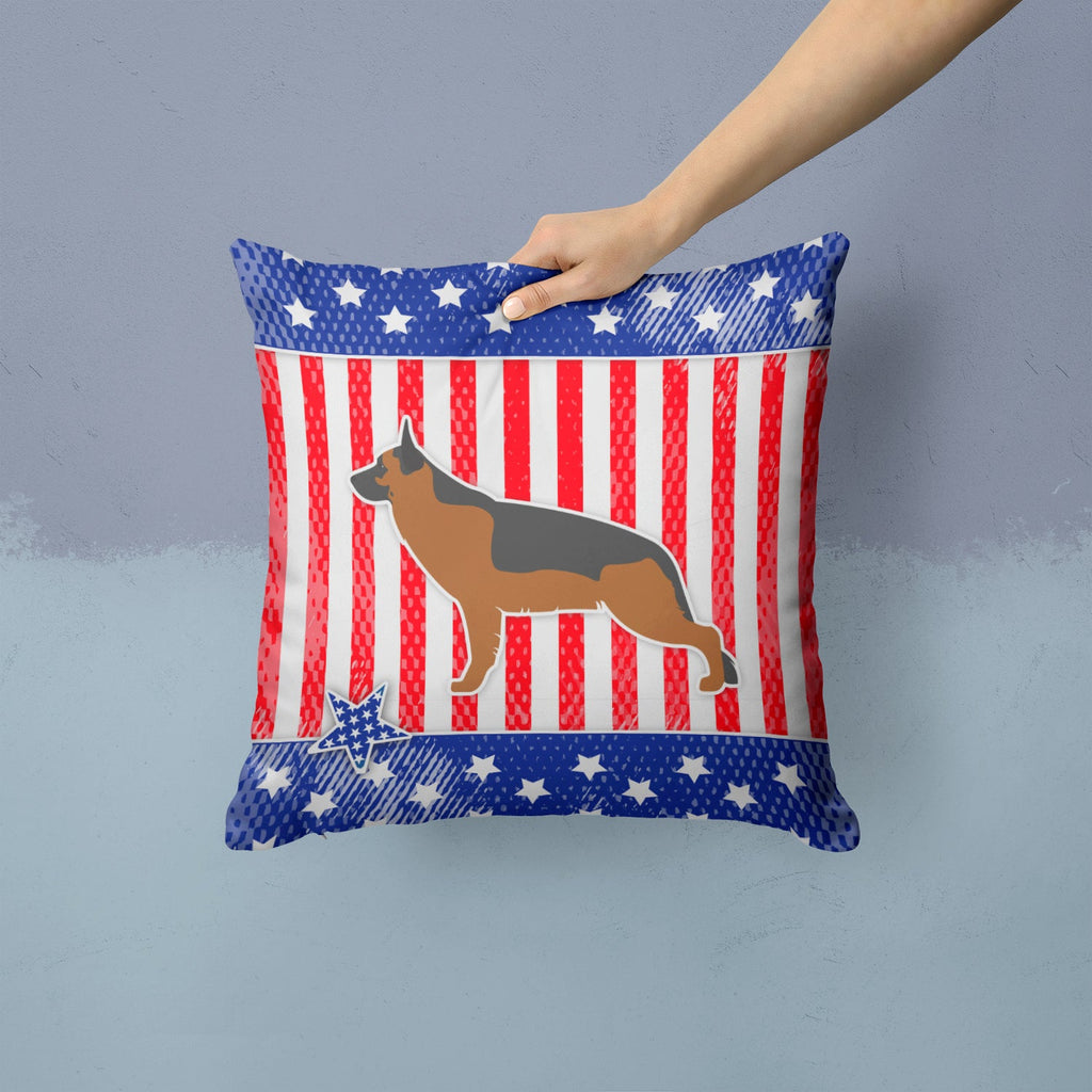 USA Patriotic German Shepherd Decorative Throw Pillow 14x14 Indoor Outdoor Accent Cushion, Fabric Cover with Insert for Sofa, Bed, Porch & Living Room