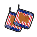 USA Patriotic Chow Chow Pot Holder Set of 2 Heat Resistant Quilted Hot Pads 7.5 x 7.5 Inch, Insulated Kitchen Trivets for Cooking & Baking