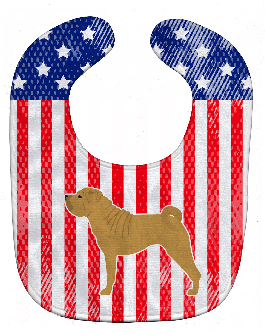 USA Patriotic Shar Pei Baby Bib Easy-Clean Baby Bib Baby Feeding Accessory Baby Mealtime Essential, 10 x 13, Multicolor