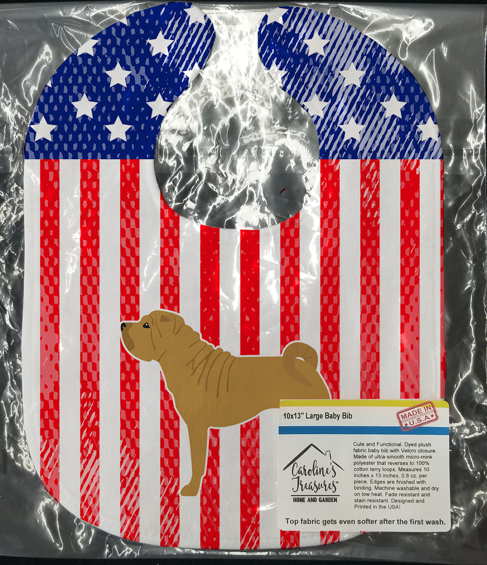 USA Patriotic Shar Pei Baby Bib Easy-Clean Baby Bib Baby Feeding Accessory Baby Mealtime Essential, 10 x 13, Multicolor