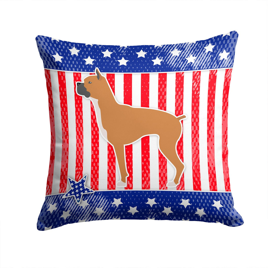 USA Patriotic Boxer Decorative Throw Pillow 14x14 Indoor Outdoor Accent Cushion, Fabric Cover with Insert for Sofa, Bed, Porch & Living Room