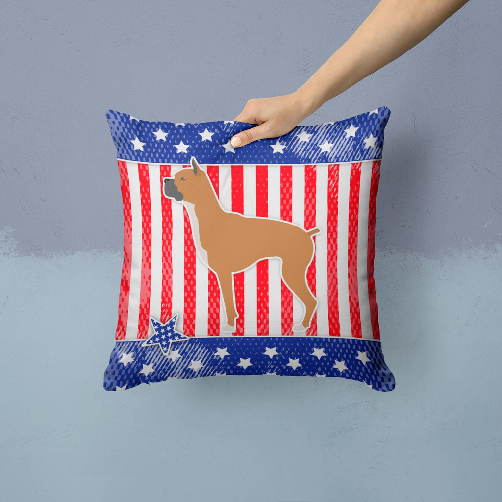 USA Patriotic Boxer Decorative Throw Pillow 14x14 Indoor Outdoor Accent Cushion, Fabric Cover with Insert for Sofa, Bed, Porch & Living Room