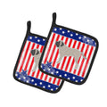 USA Patriotic English Mastiff Pot Holder Set of 2 Heat Resistant Quilted Hot Pads 7.5 x 7.5 Inch, Insulated Kitchen Trivets for Cooking & Baking