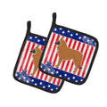 USA Patriotic Belgian Shepherd Pot Holder Set of 2 Heat Resistant Quilted Hot Pads 7.5 x 7.5 Inch, Insulated Kitchen Trivets for Cooking & Baking