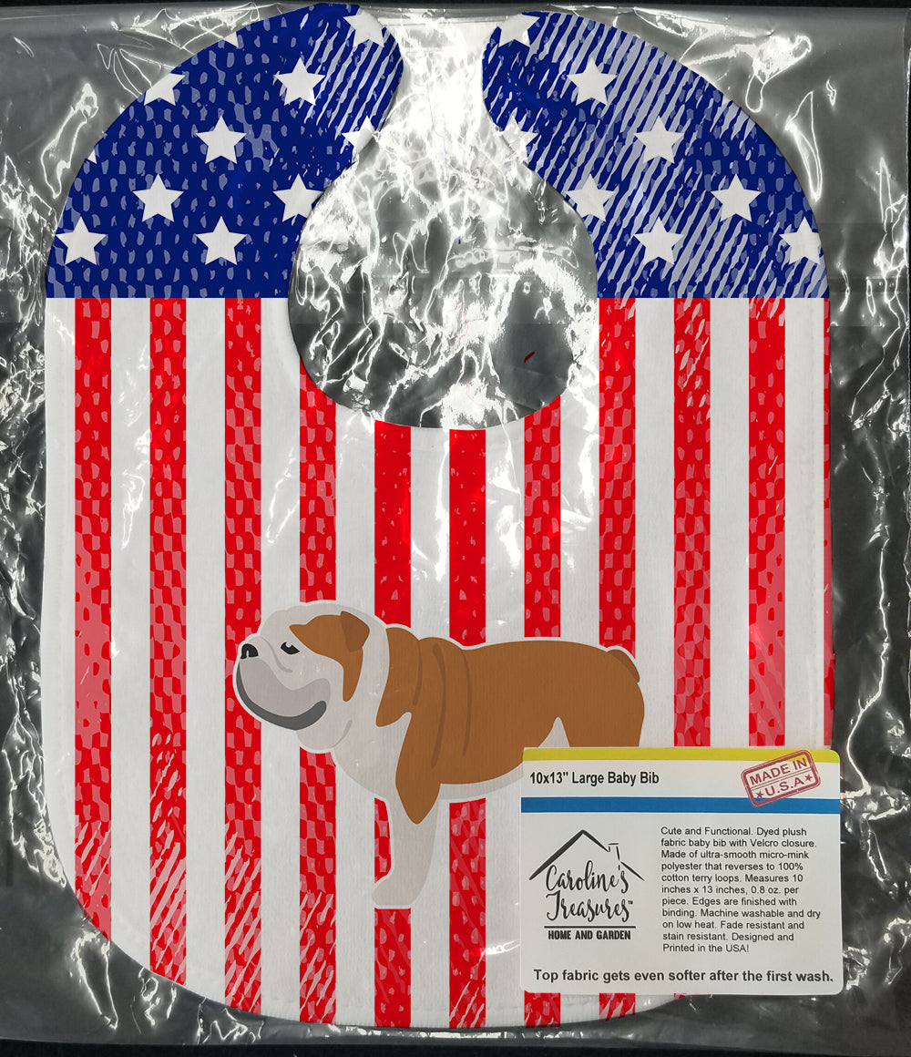 USA Patriotic English Bulldog Baby Bib Easy-Clean Baby Bib Baby Feeding Accessory Baby Mealtime Essential, 10 x 13, Multicolor