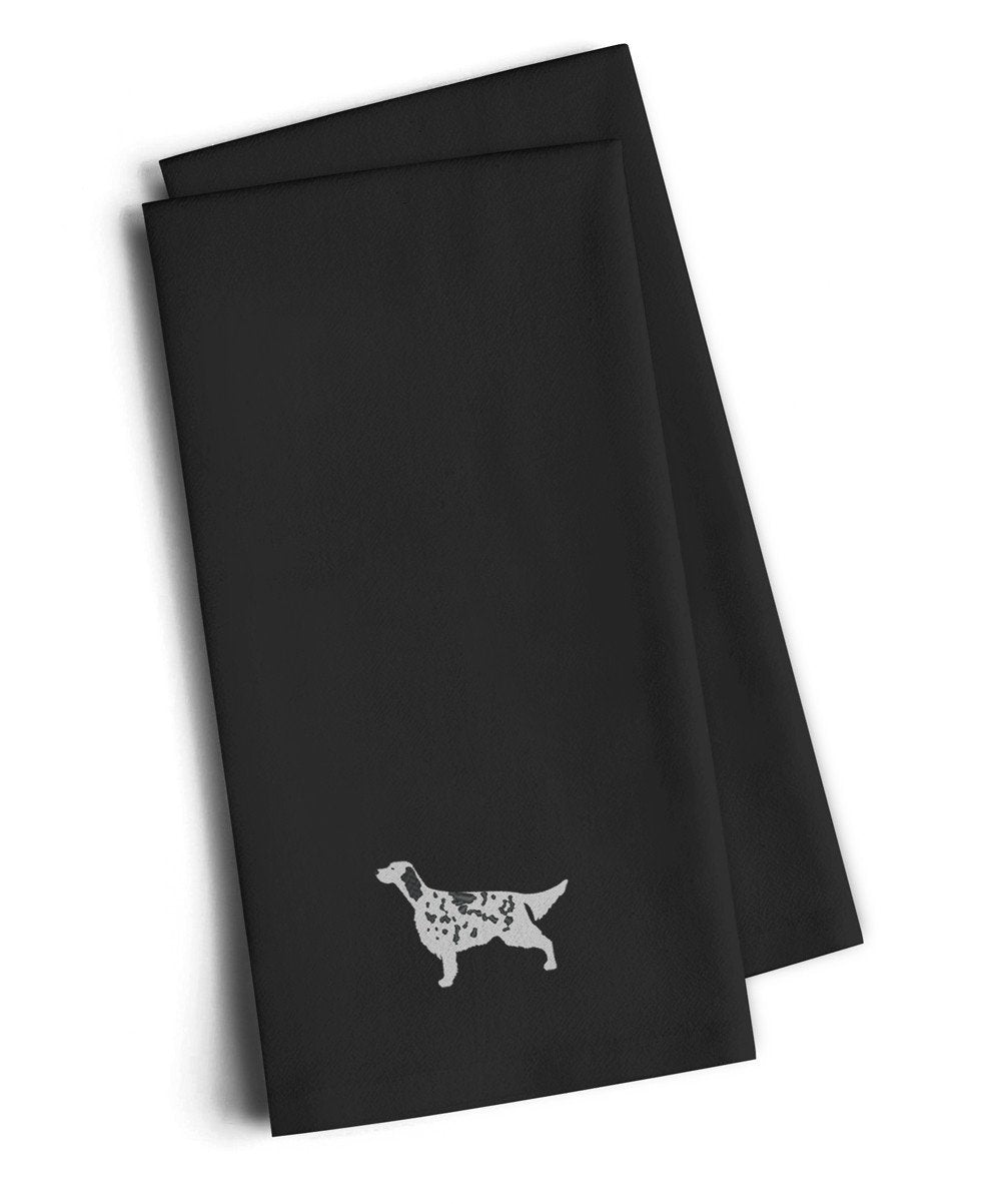 English Setter Black Embroidered Towel Set of 2 Decorative Bathroom Guest Hand Towel for Hand, Face, Tea, Dishcloth, 19 X 25, Black