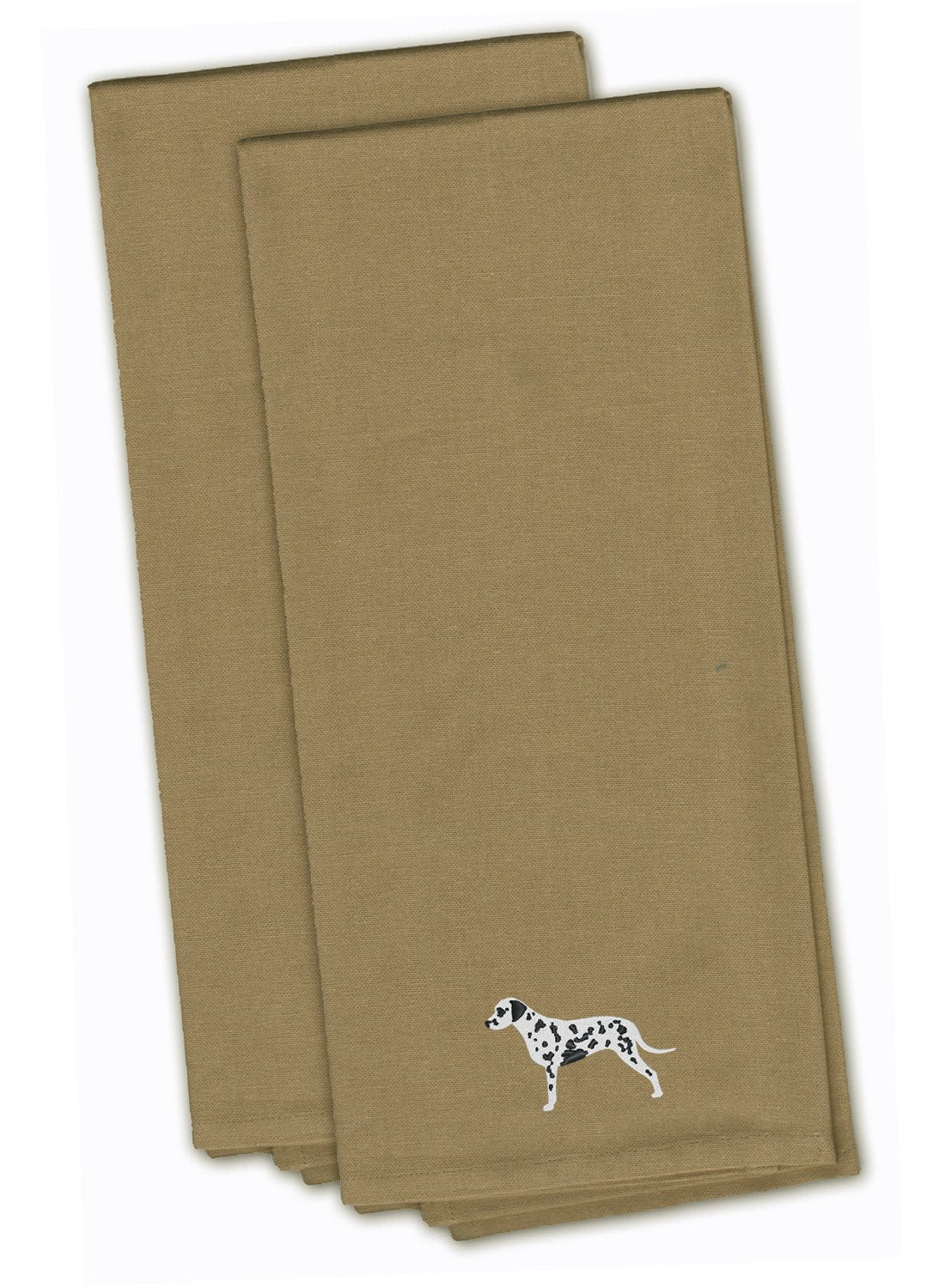 Dalmatian Tan Embroidered Towel Set of 2 Decorative Bathroom Guest Hand Towel for Hand, Face, Tea, Dishcloth, 19 X 25, Tan