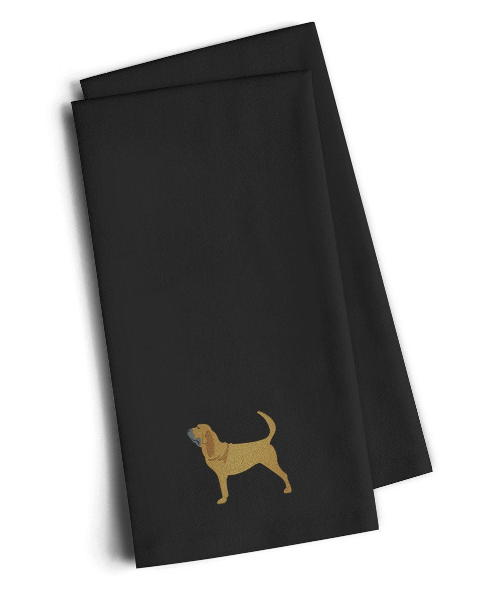 Bloodhound Black Embroidered Towel Set of 2 Decorative Bathroom Guest Hand Towel for Hand, Face, Tea, Dishcloth, 19 X 25, Black
