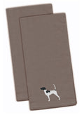 English Pointer Gray Embroidered Towel Set of 2