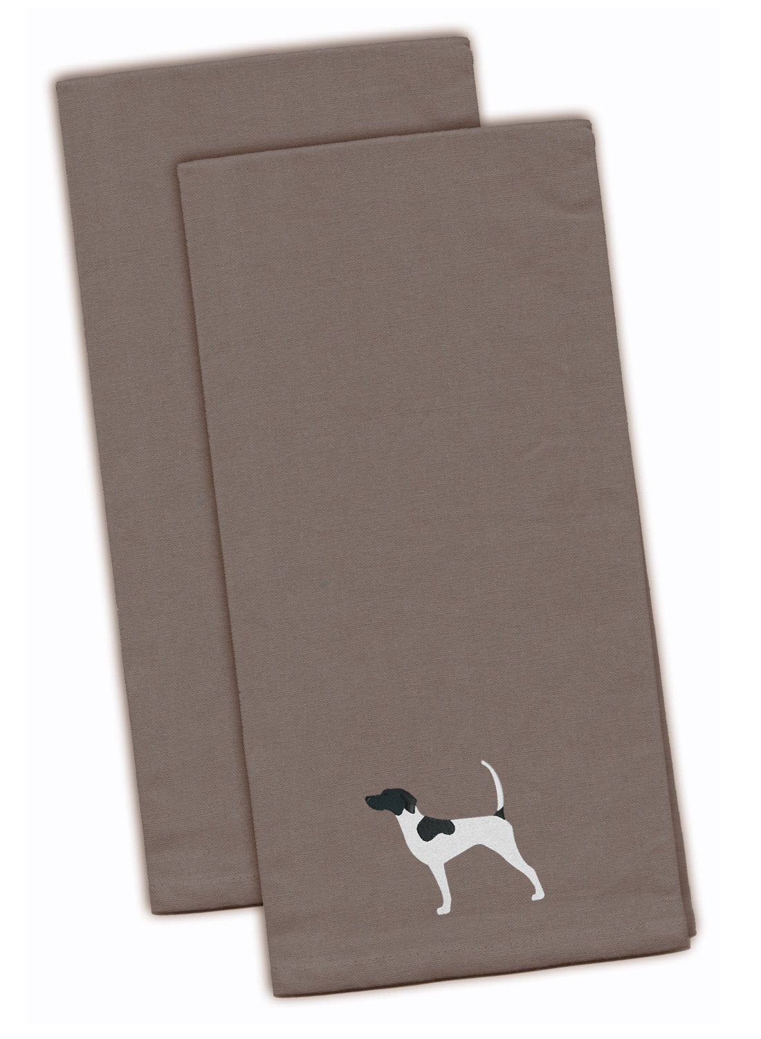 English Pointer Gray Embroidered Towel Set of 2