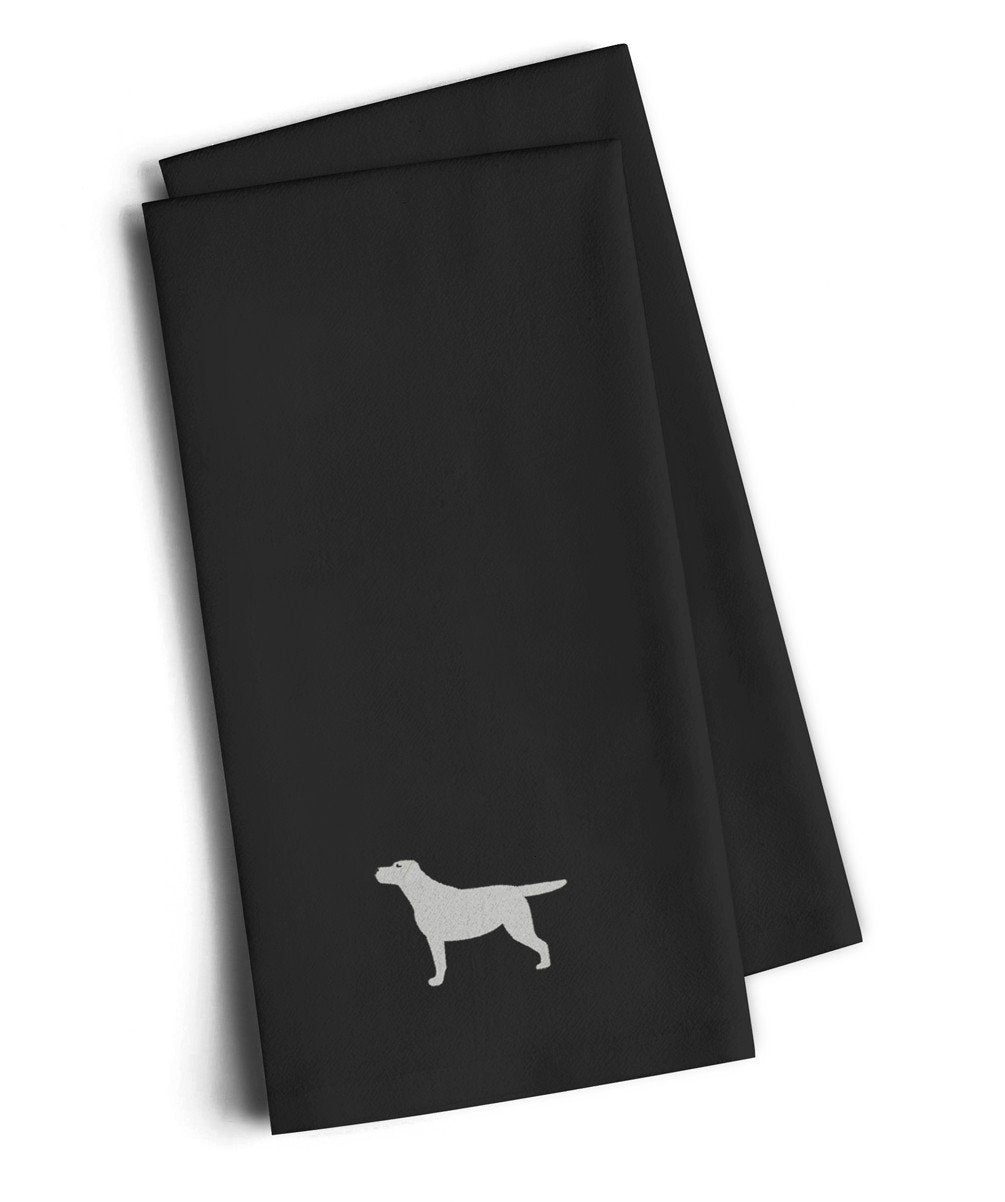 Yellow Labrador Retriever Black Embroidered Towel Set of 2 Decorative Bathroom Guest Hand Towel for Hand, Face, Tea, Dishcloth, 19 X 25, Black