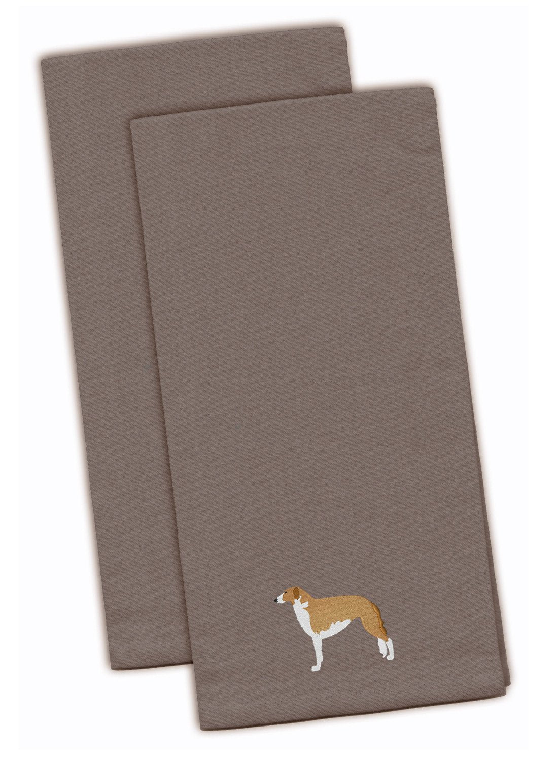 Borzoi Russian Greyhound Gray Embroidered Towel Set of 2