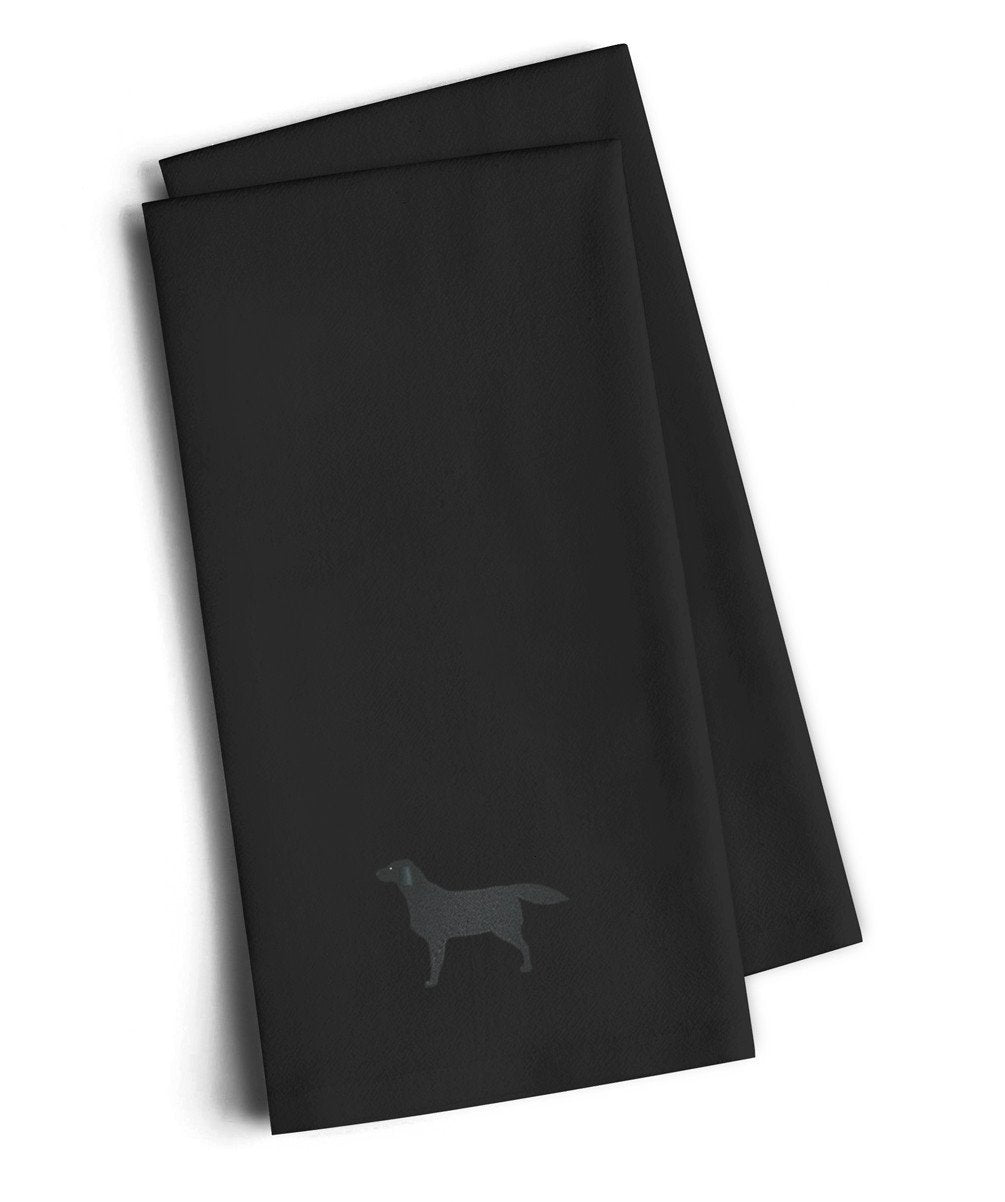 Black Labrador Retriever Black Embroidered Towel Set of 2 Decorative Bathroom Guest Hand Towel for Hand, Face, Tea, Dishcloth, 19 X 25, Black