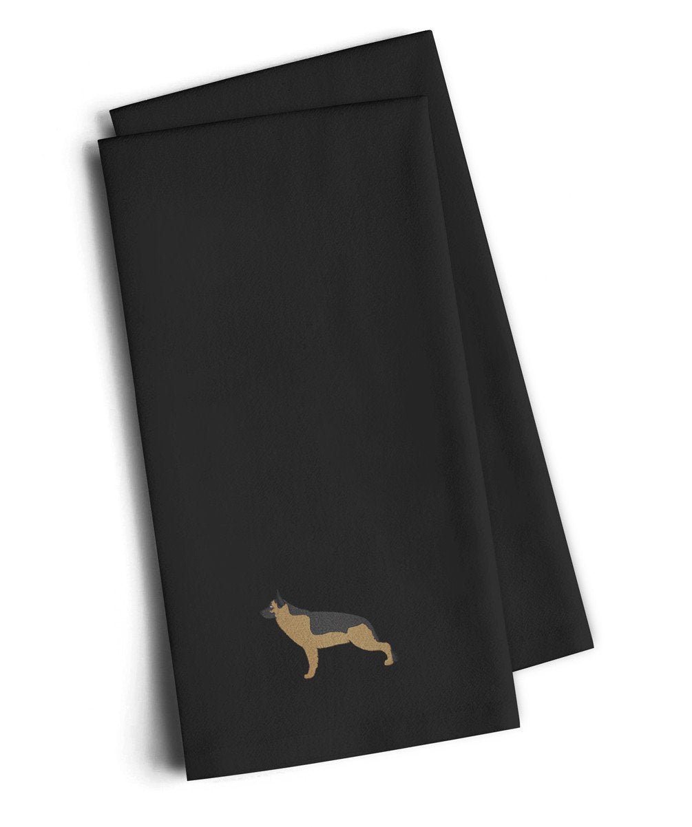 German Shepherd Black Embroidered Towel Set of 2 Decorative Bathroom Guest Hand Towel for Hand, Face, Tea, Dishcloth, 19 X 25, Black