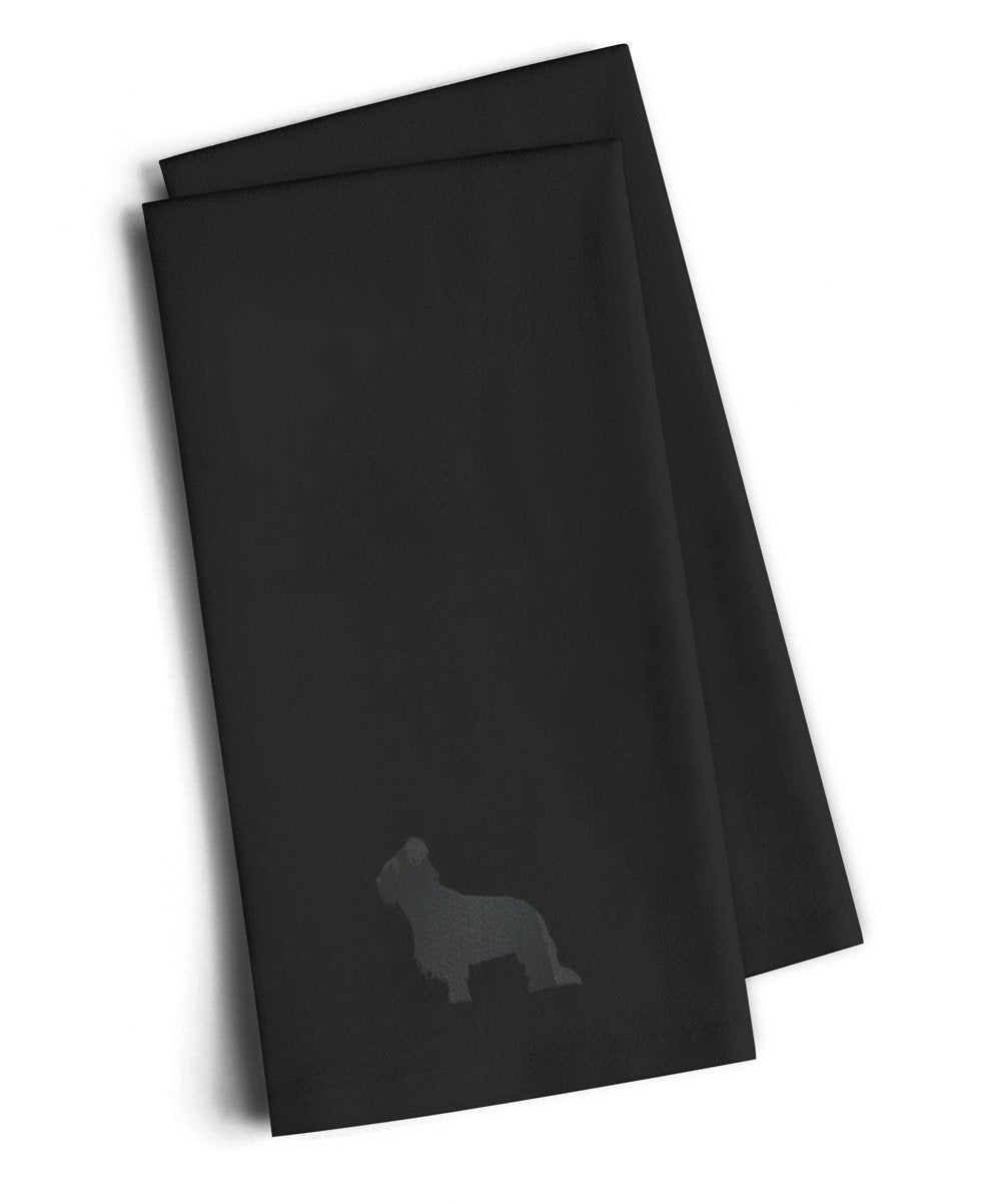 Briard Black Embroidered Towel Set of 2 Decorative Bathroom Guest Hand Towel for Hand, Face, Tea, Dishcloth, 19 X 25, Black