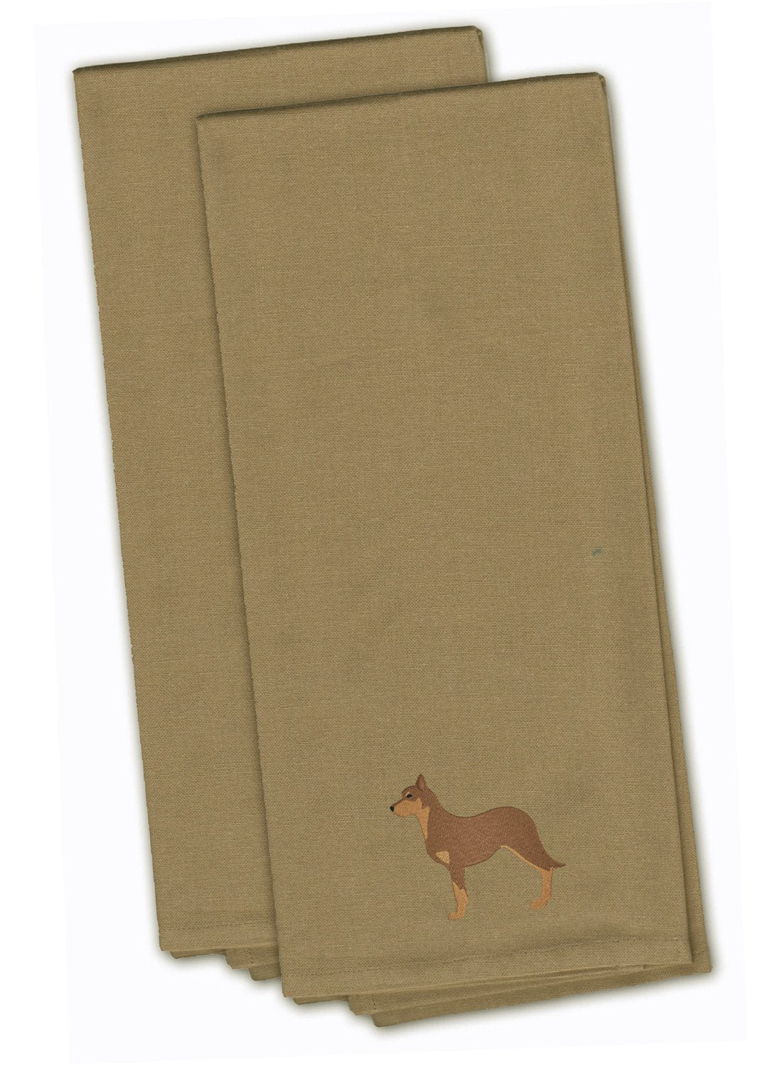 Australian Kelpie Dog Tan Embroidered Towel Set of 2 Decorative Bathroom Guest Hand Towel for Hand, Face, Tea, Dishcloth, 19 X 25, Tan