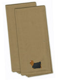 Yorkshire Terrier Yorkie Tan Embroidered Towel Set of 2 Decorative Bathroom Guest Hand Towel for Hand, Face, Tea, Dishcloth, 19 X 25, Tan