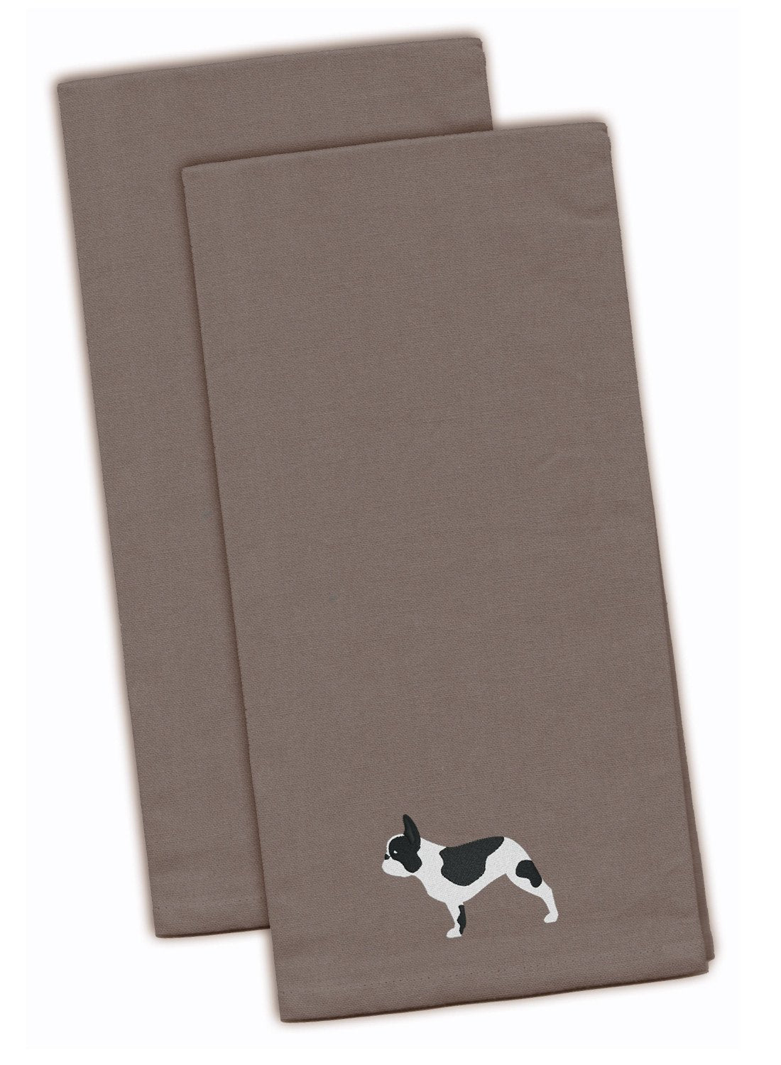 French Bulldog Gray Embroidered Towel Set of 2
