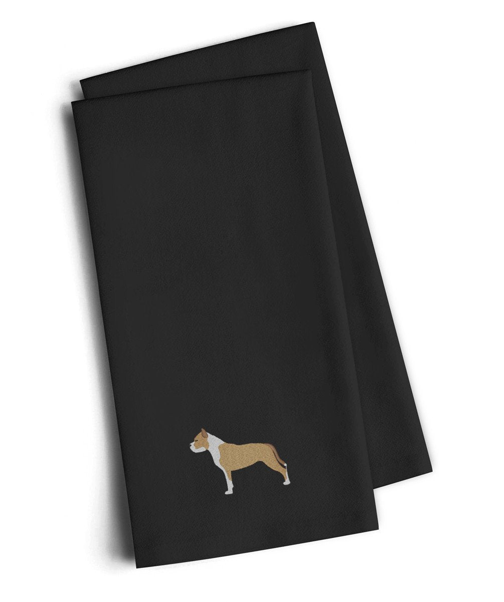 Staffordshire Bull Terrier Black Embroidered Towel Set of 2 Decorative Bathroom Guest Hand Towel for Hand, Face, Tea, Dishcloth, 19 X 25, Black