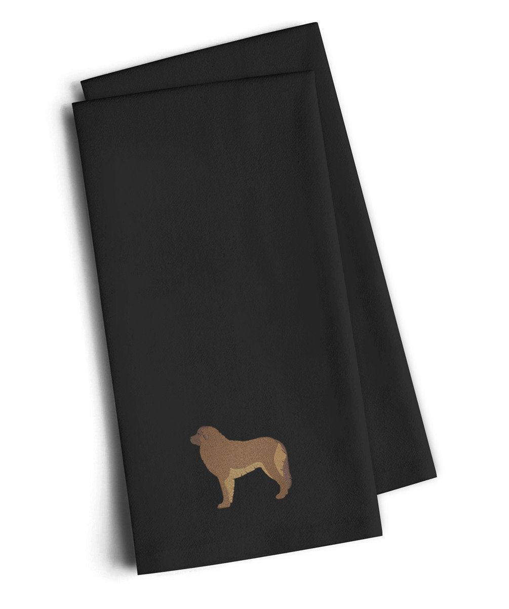 Leonberger Black Embroidered Towel Set of 2 Decorative Bathroom Guest Hand Towel for Hand, Face, Tea, Dishcloth, 19 X 25, Black